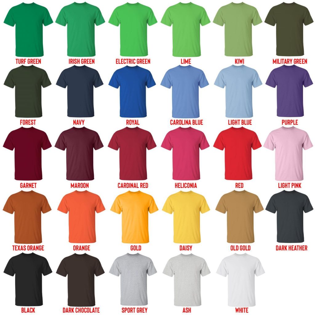 t shirt color chart - Denzel Curry Shop