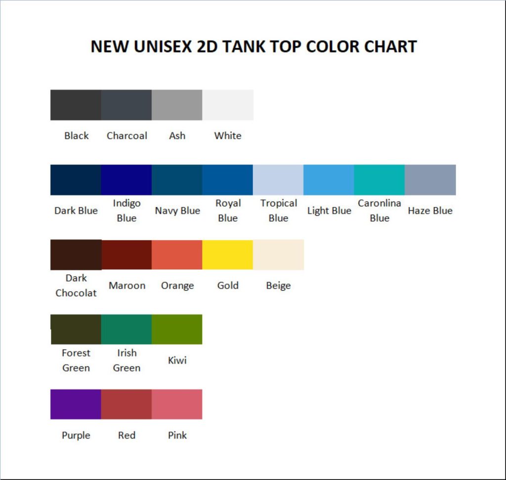 tank top color chart - Denzel Curry Shop